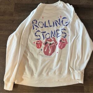 Rolling Stones White Graphic Sweatshirt with Pink & Purple Print